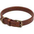 Staen Rolled Leather Dog Collar 35-47 cm Chestnut - Product view