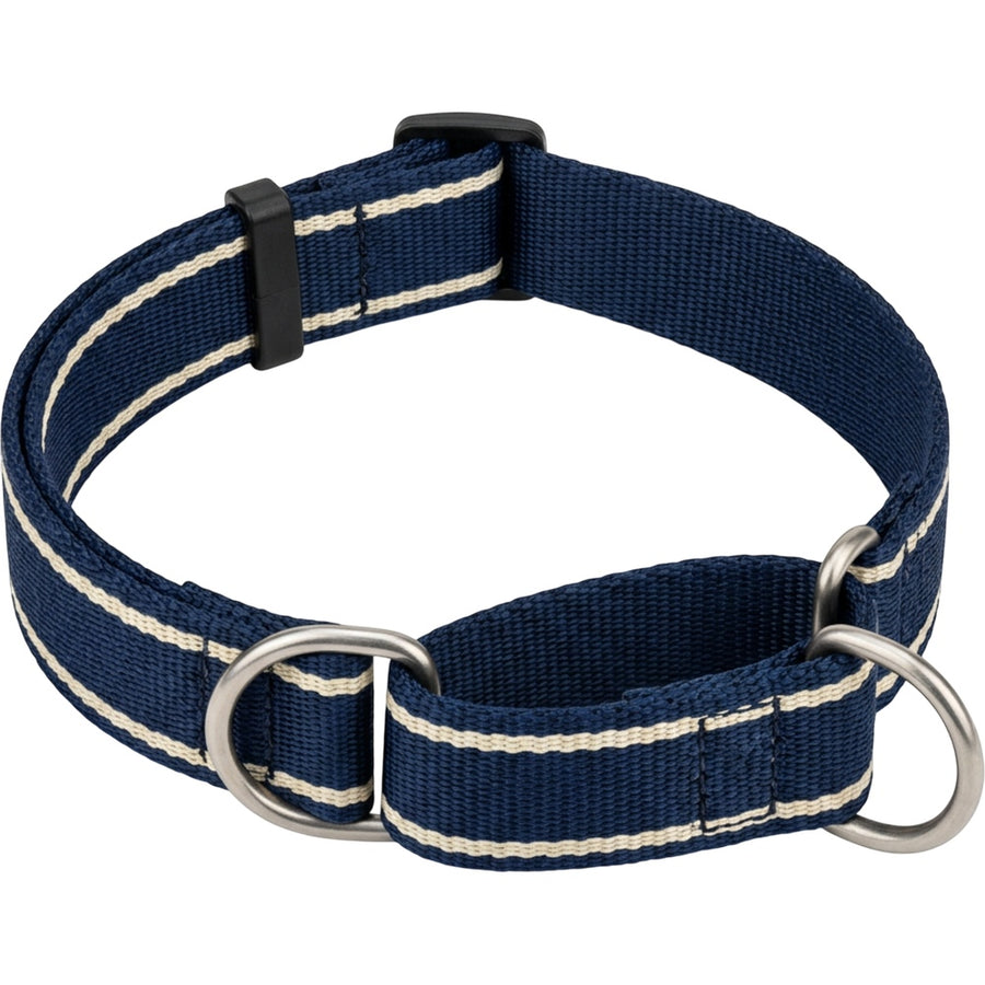 Staen Woven Limited-Slip Dog Collar 40-58 cm Navy and Cream